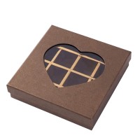 Environmental-friendly Brown Special Paper Chocolate Packaging Box With Heart Shaped Window